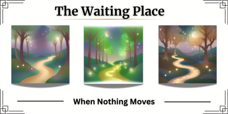 “Banner image with a single glowing oil lamp resting in stillness, evoking the tension and silence of waiting.”