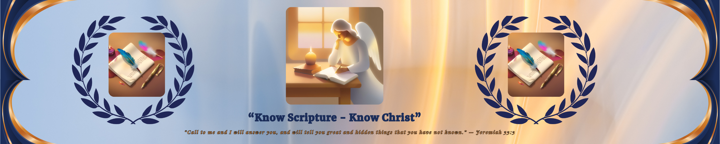 Illustration of a serene angel in white, writing prayerfully by candlelight beside an open journal and feather pen, symbolizing divine listening and peaceful communication.
