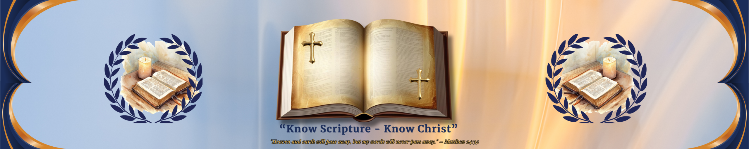 Open Bible with candles and the words Know Scripture Know Christ for Catholic Scripture study